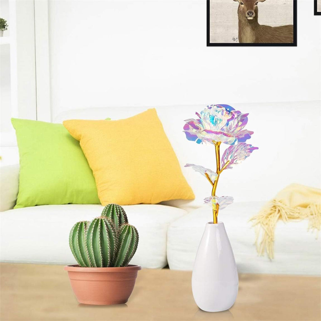 Artificial Rose Flower With Vase Mothers Day Mom Gifts