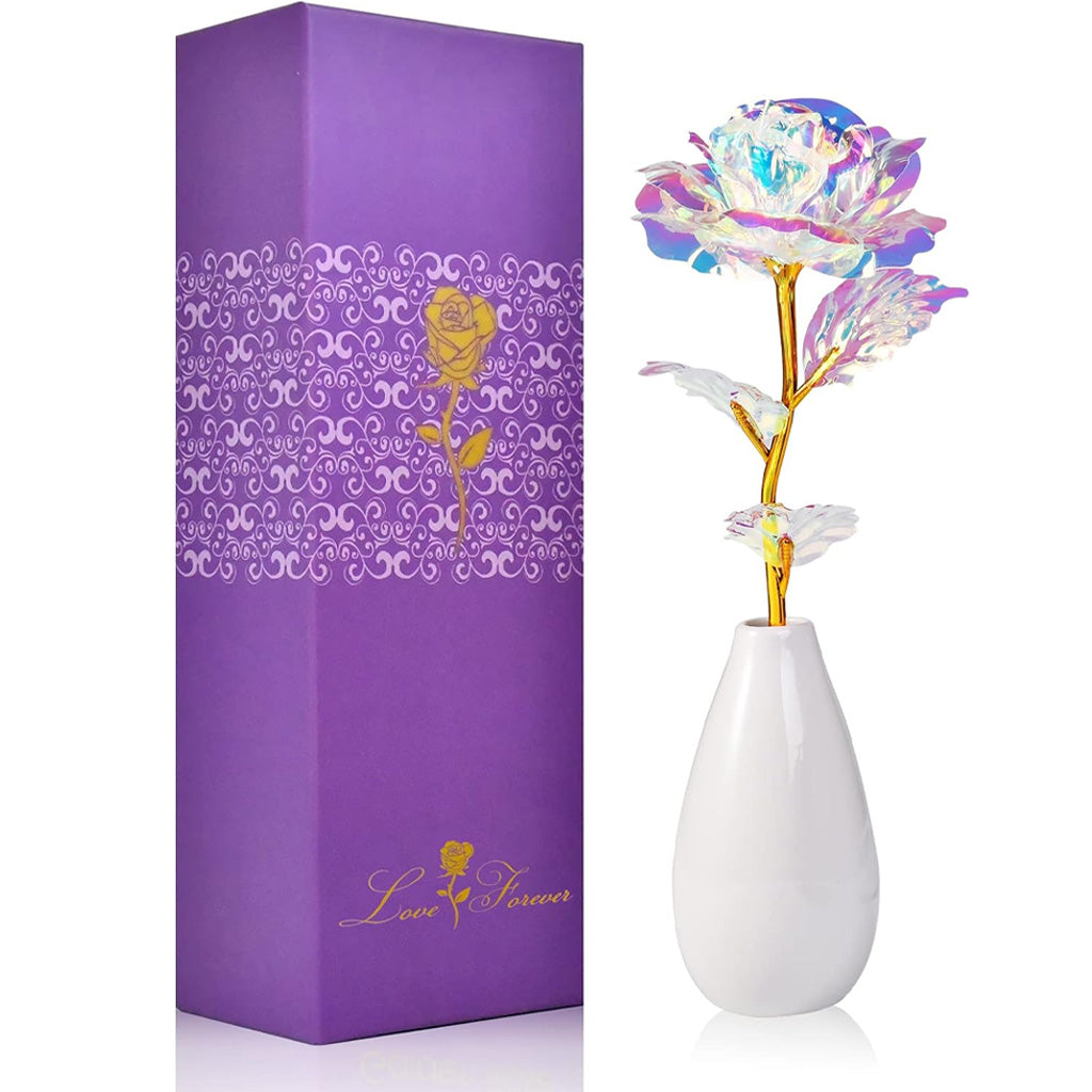 Artificial Rose Flower With Vase Mothers Day Mom Gifts