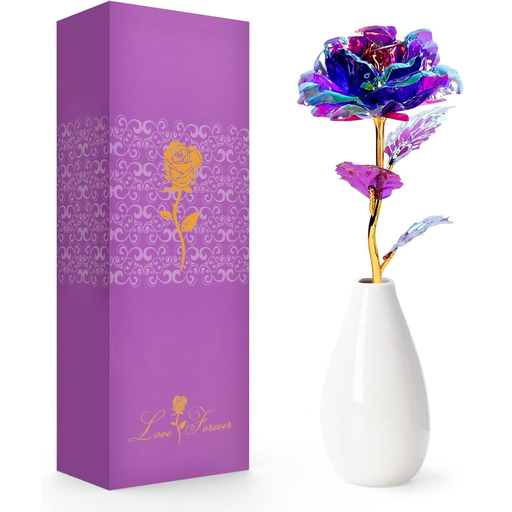 Artificial Rose Flower With Vase Mothers Day Mom Gifts