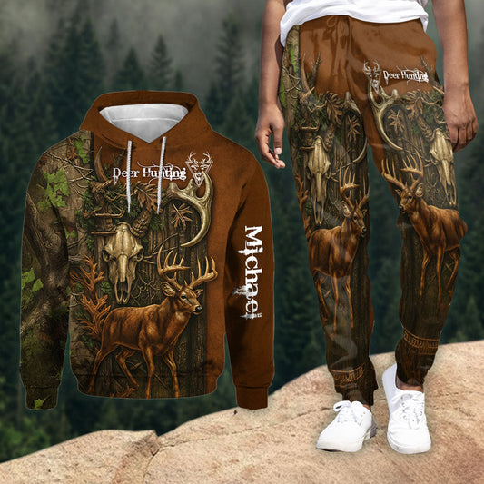 Chasseur de cerfs - Sweat à capuche et pantalon de survêtement de chasse personnalisés