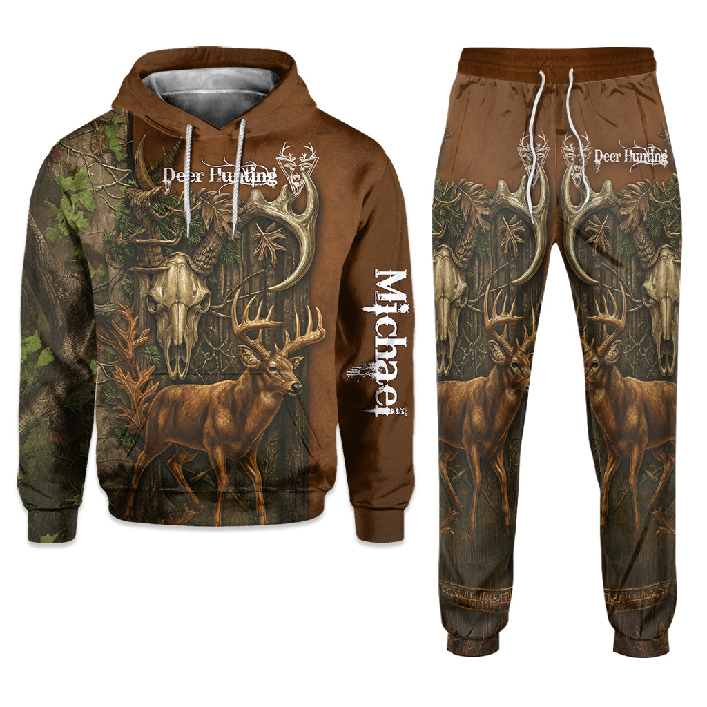 Chasseur de cerfs - Sweat à capuche et pantalon de survêtement de chasse personnalisés