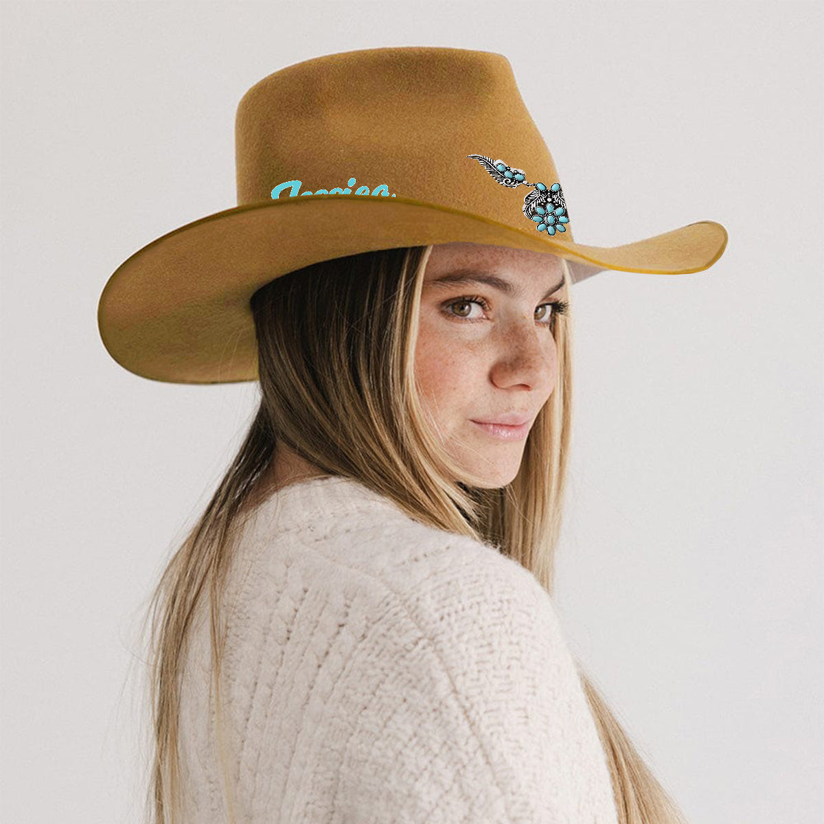 Cowgirl Stay Wild - Chapeau de cowboy personnalisé à large bord « Cowgirl Stay Wild »