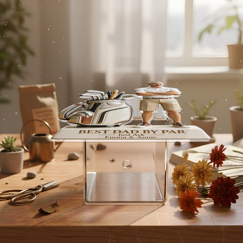 Best Dad By Par - Perfect Father's Day Gift - Personalized Golf Acrylic Pot