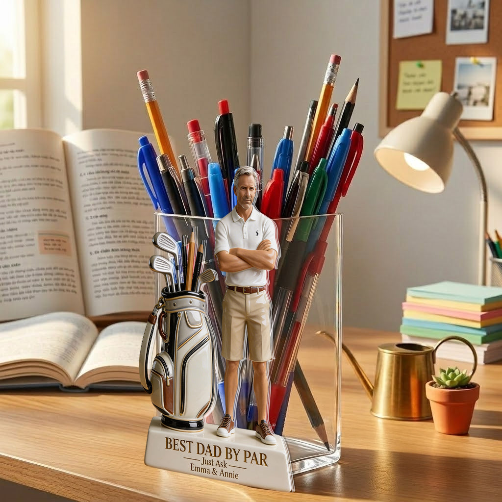 Best Dad By Par - Perfect Father's Day Gift - Personalized Golf Acrylic Pot