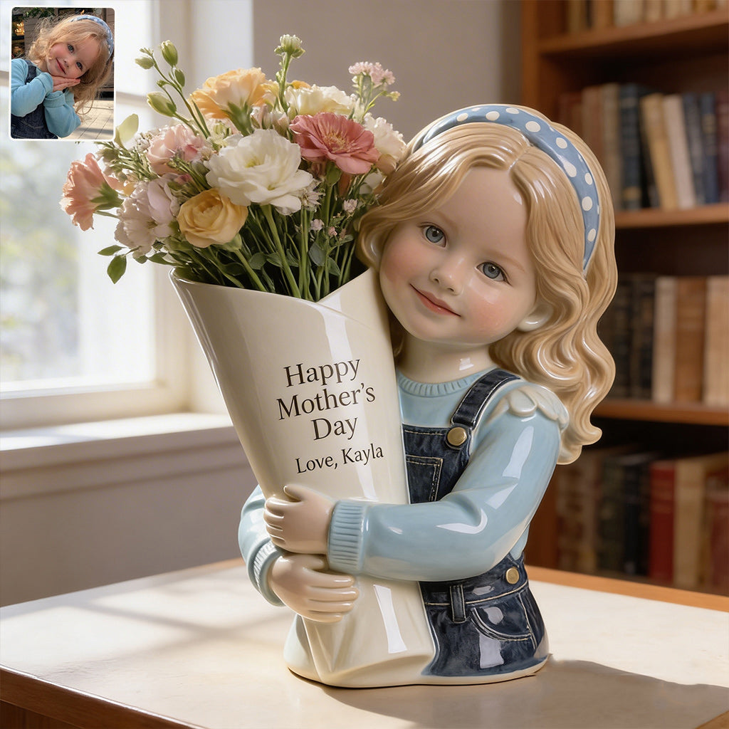 Flower Bouquet Vase - Perfect Mother's Day Gift - Personalized Kid Acrylic Flower Vase