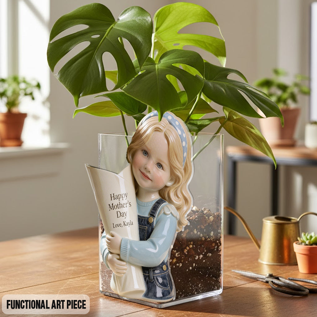 Vase à Fleurs - Cadeau Parfait pour la Fête des Mères - Vase en Acrylique Personnalisé