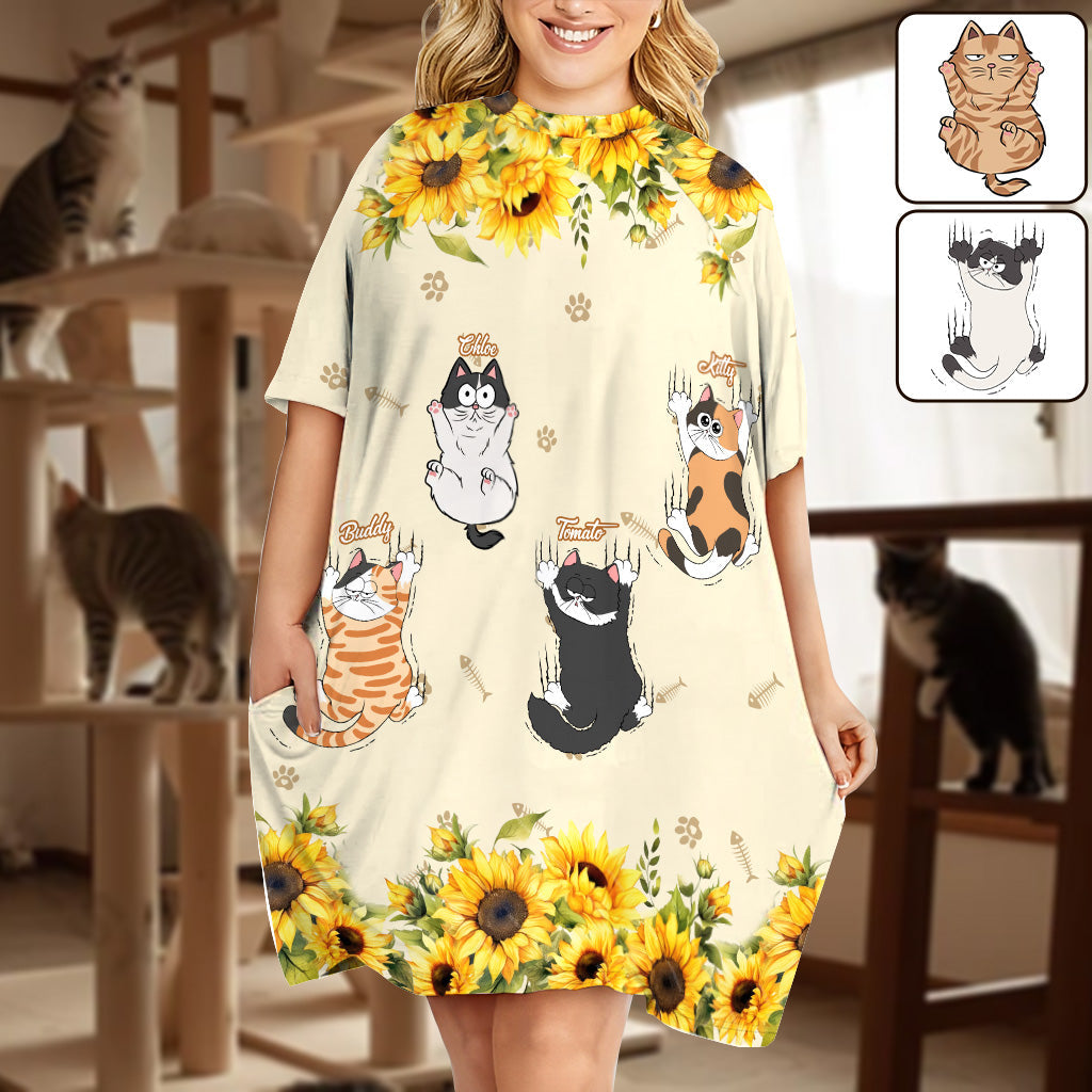 Chats mignons - Robe-t-shirt de nuit personnalisée pour chat