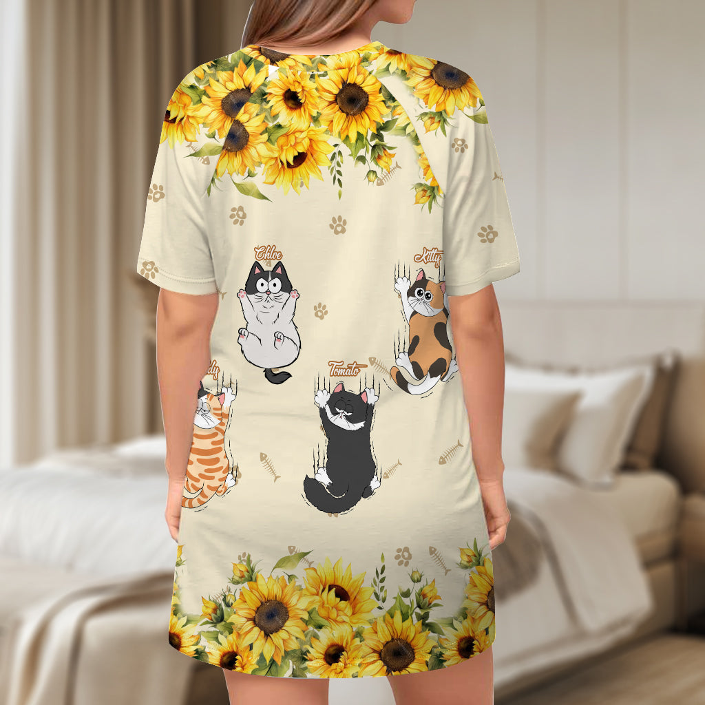 Chats mignons - Robe-t-shirt de nuit personnalisée pour chat