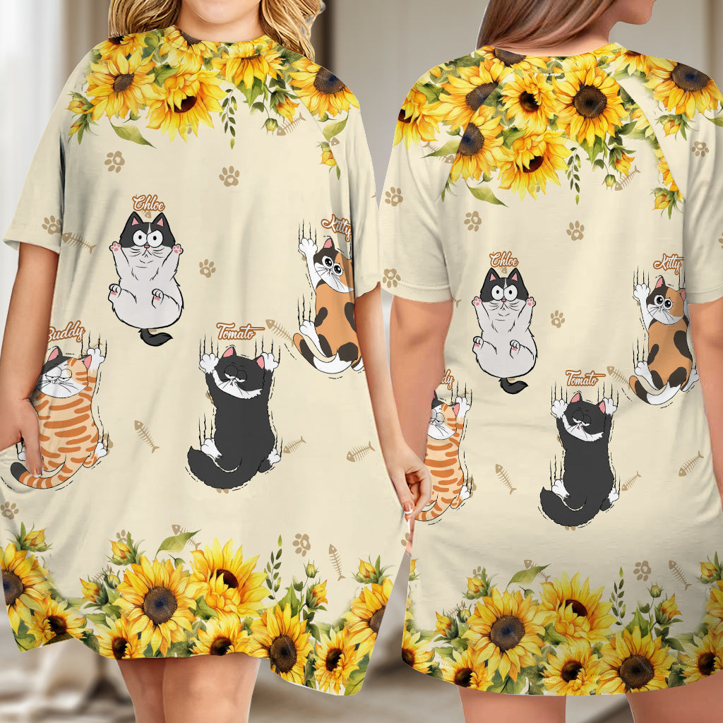 Chats mignons - Robe-t-shirt de nuit personnalisée pour chat