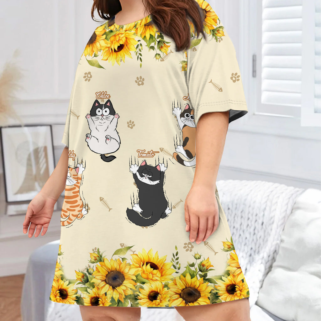 Chats mignons - Robe-t-shirt de nuit personnalisée pour chat