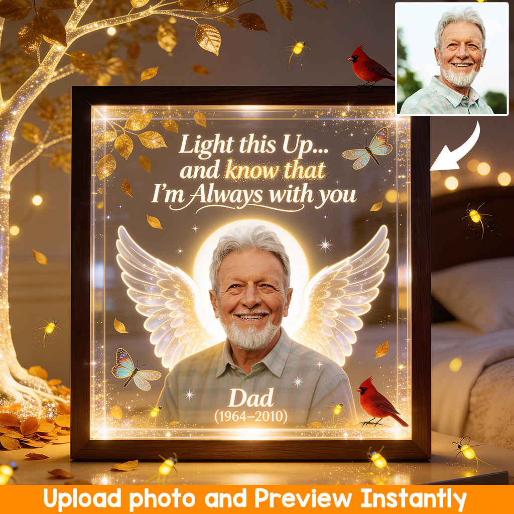 Illuminez la mémoire de ceux qui vous manquent, cadeau commémoratif - Cadre commémoratif en bois personnalisé avec lumière LED