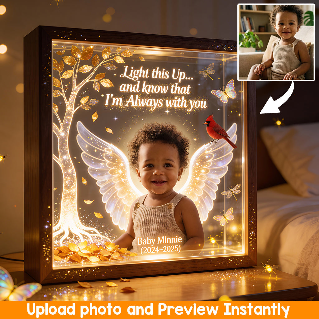 Illuminez la mémoire de ceux qui vous manquent, cadeau commémoratif - Cadre commémoratif en bois personnalisé avec lumière LED