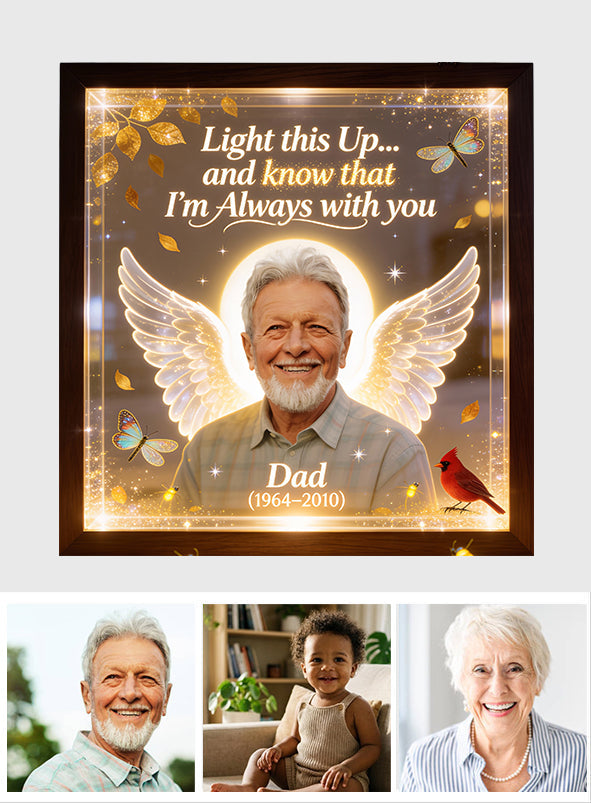 Illuminez la mémoire de ceux qui vous manquent, cadeau commémoratif - Cadre commémoratif en bois personnalisé avec lumière LED