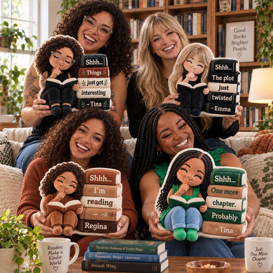 Chut... Je lis - Coussin en fausse fourrure personnalisé