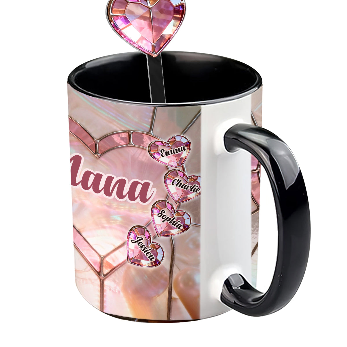 Heureuse d'être appelée Nana, Mama, Gigi, Grand-mère - Mug personnalisé pour grand-mère avec agitateurs en acrylique