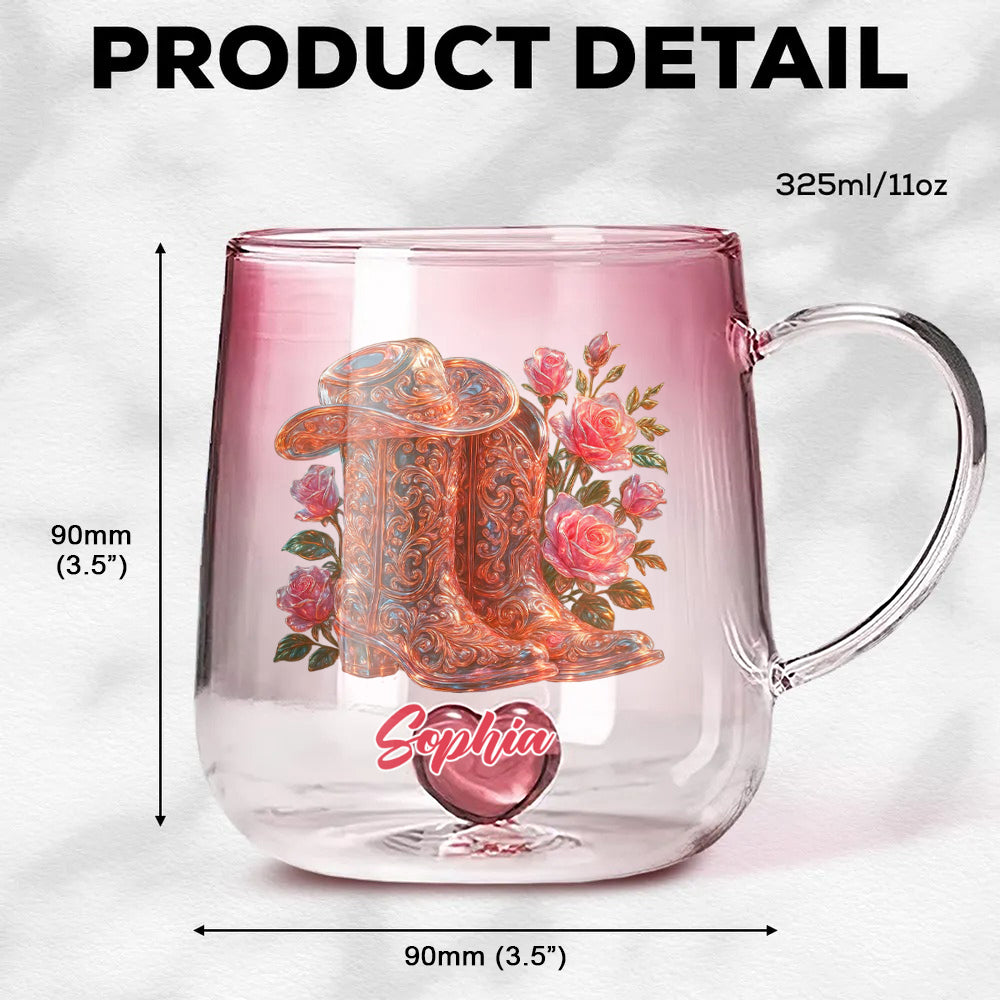Bottes de cowgirl - Mug en verre personnalisé à dégradé de style cowgirl