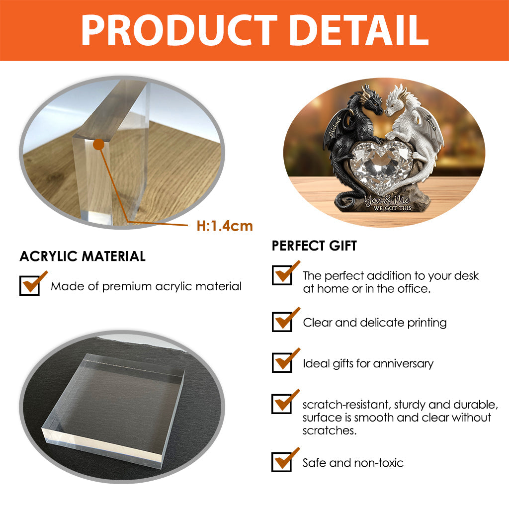 Toi et moi, on gère ! - Plaque acrylique personnalisée en forme de dragon