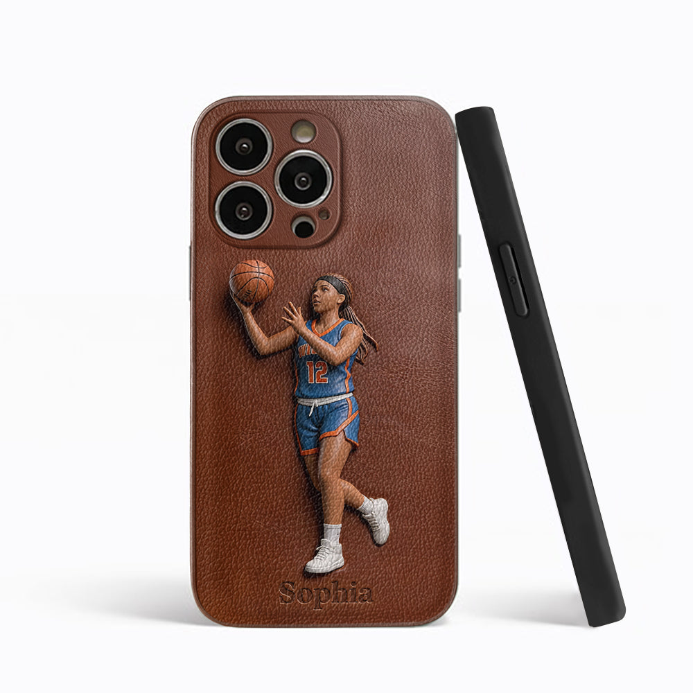 Love Basketball - Personalized Basketball Leather Phone Case
