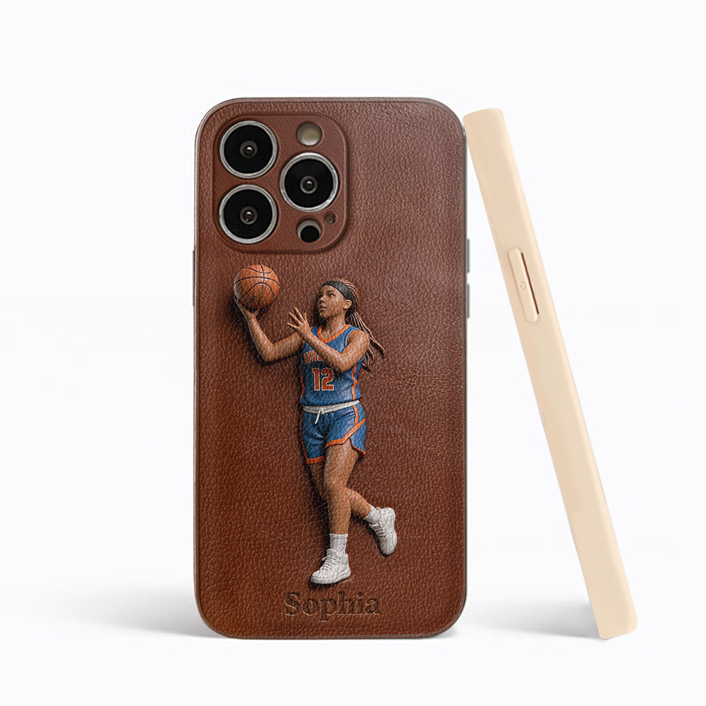 Love Basketball - Personalized Basketball Leather Phone Case