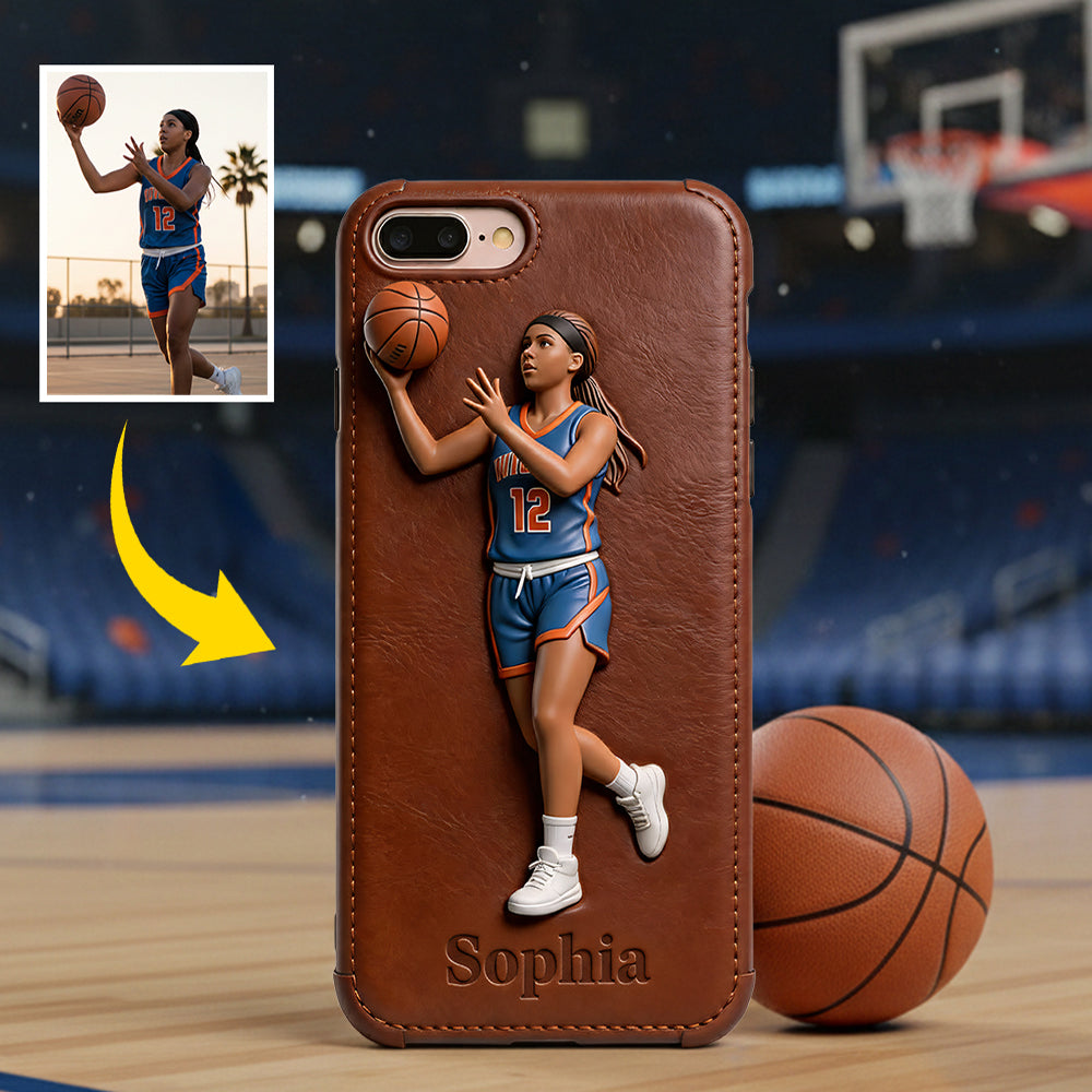 Love Basketball - Personalized Basketball Leather Phone Case