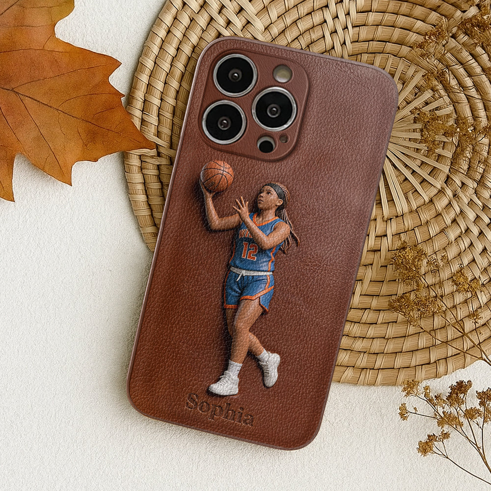 Love Basketball - Personalized Basketball Leather Phone Case