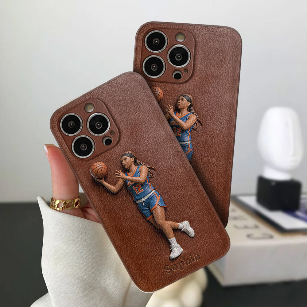 Love Basketball - Personalized Basketball Leather Phone Case