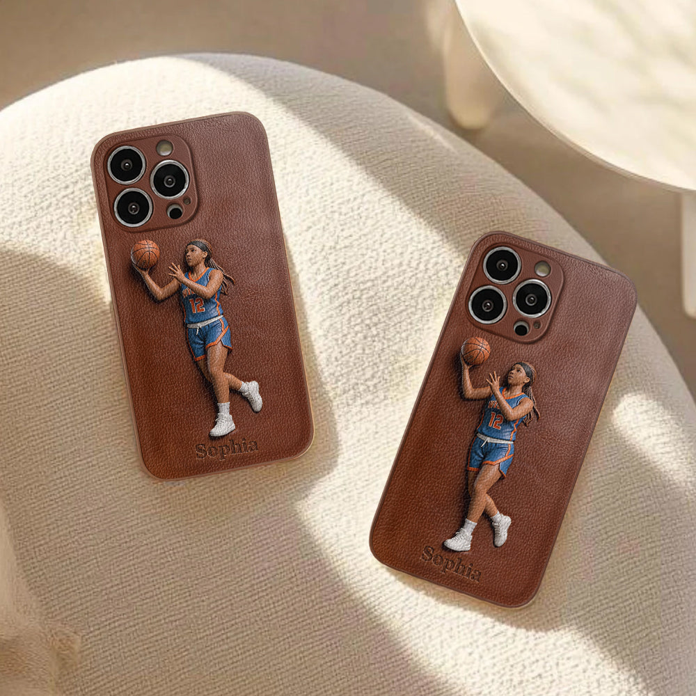 Love Basketball - Personalized Basketball Leather Phone Case