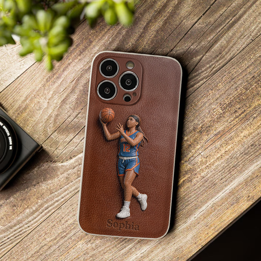 Love Basketball - Personalized Basketball Leather Phone Case