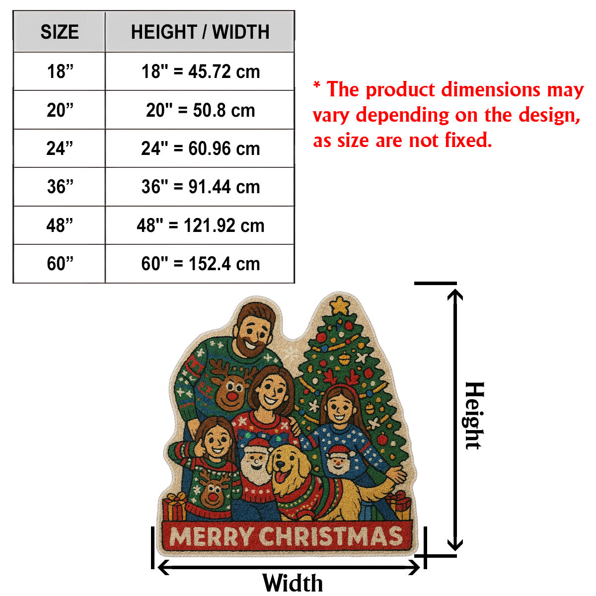 Tapis personnalisé avec photo pour Noël - Tapis tufté antidérapant et personnalisé pour toute la famille