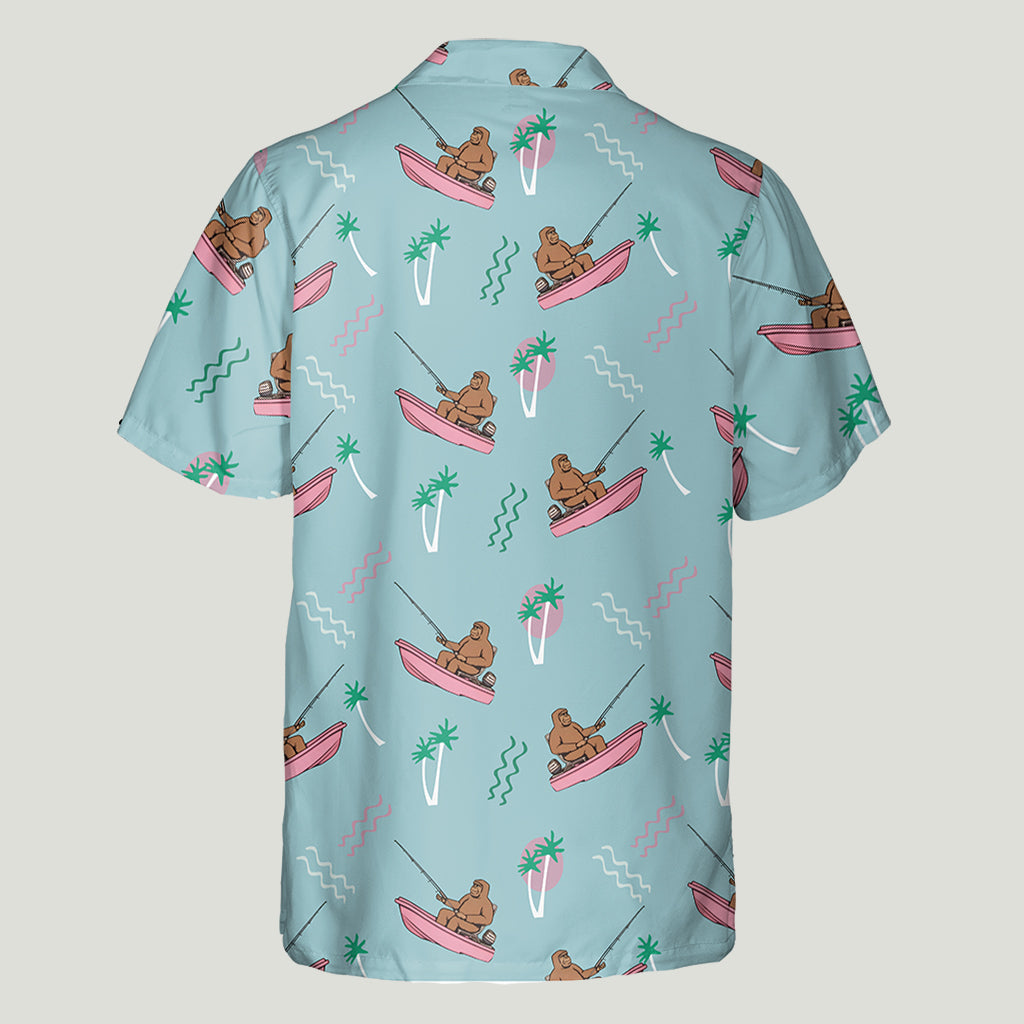 T-shirt de pêche humoristique Bigfoot - Chemise hawaïenne de pêche personnalisée