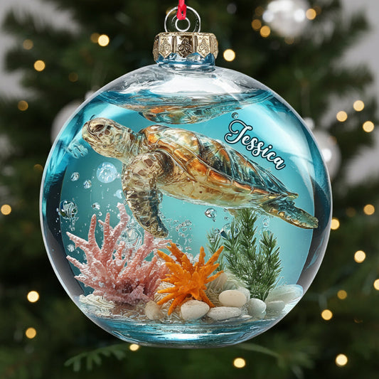 Magnifique tortue - Ornement transparent personnalisé en forme de tortue
