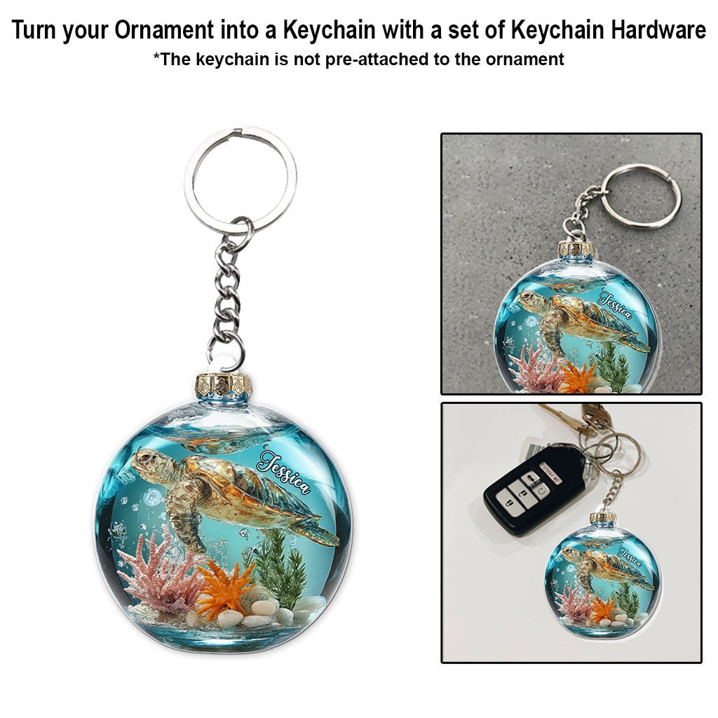 Beautiful Turtle - Personalized Turtle Transparent Ornament