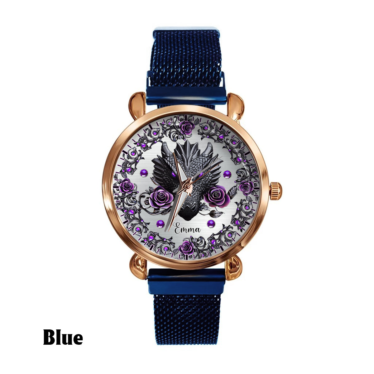 Dragon And Roses - Personalized Dragon Women Hand Watch