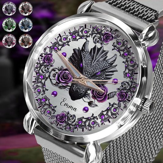 Montre-bracelet Dragon et Roses - Dragon personnalisée pour femme 