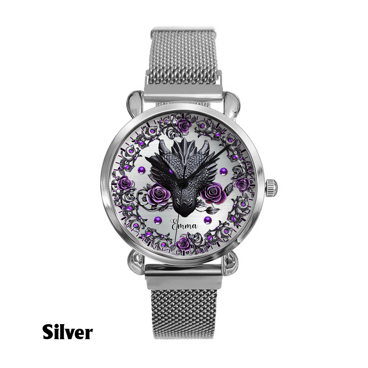 Dragon And Roses - Personalized Dragon Women Hand Watch