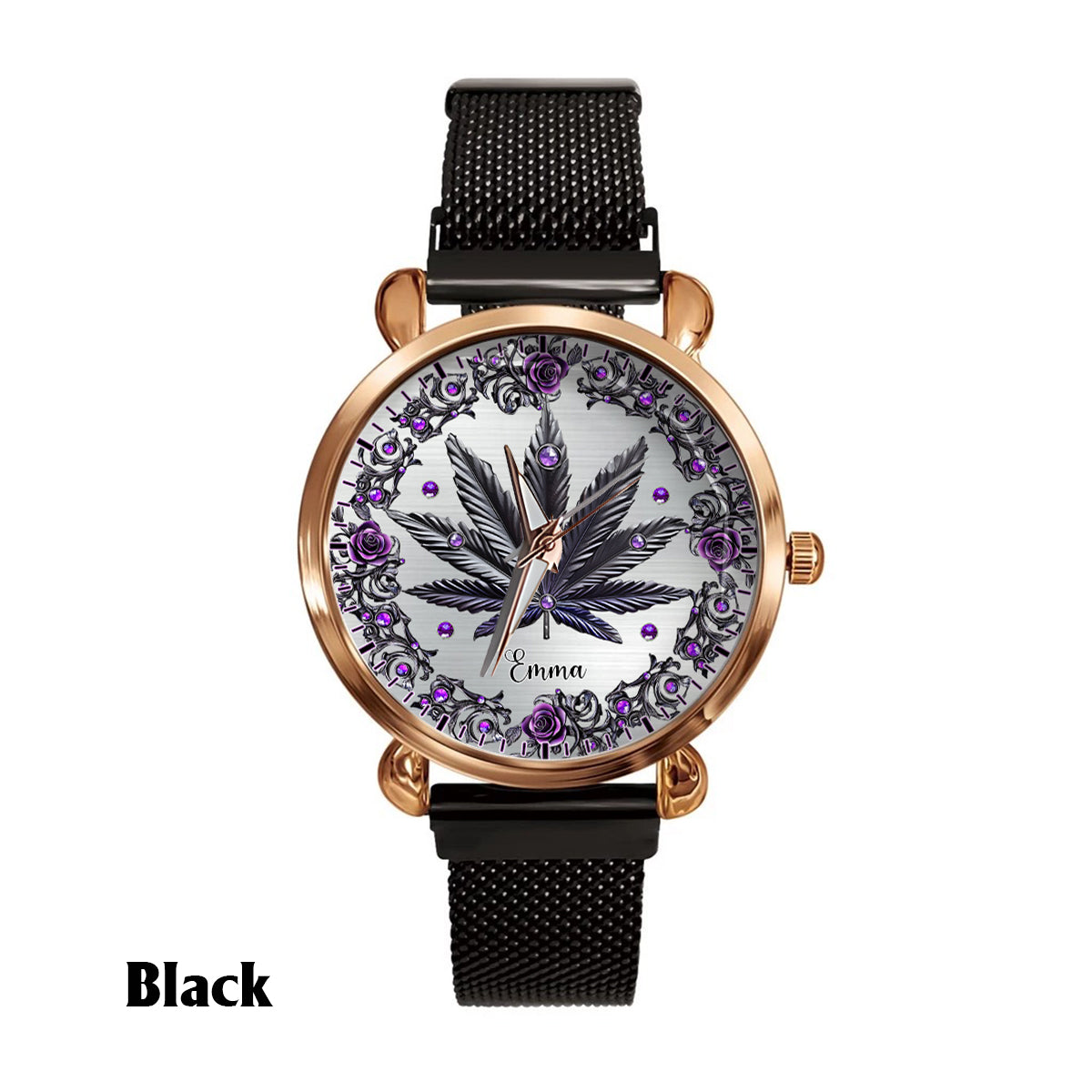 Magnifiques montres à montre personnalisées pour femmes, motif cannabis. 