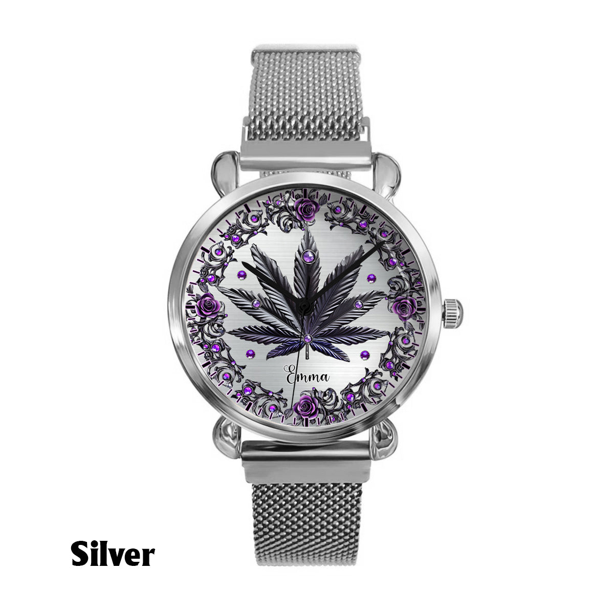 Magnifiques montres à montre personnalisées pour femmes, motif cannabis. 
