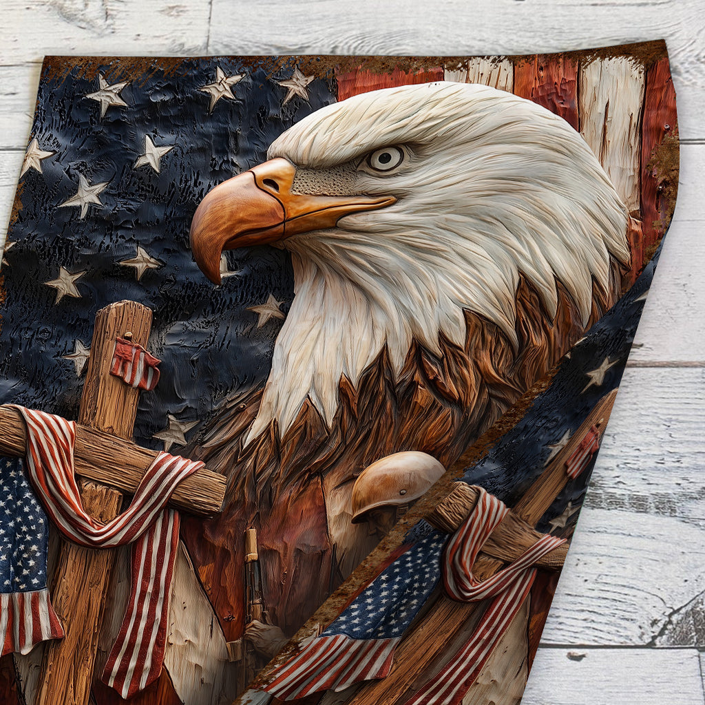 Patriotic Eagle Kneeling Soldier Christ Cross - Personalized Veteran Garden Flag