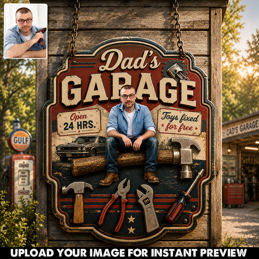 Garage de Papa - Plaque Métallique Personnalisée pour Père