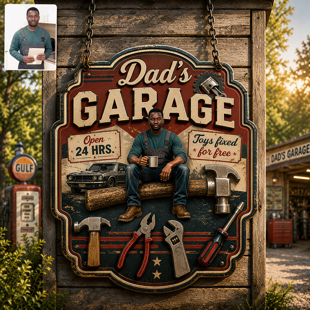 Garage de Papa - Plaque Métallique Personnalisée pour Père