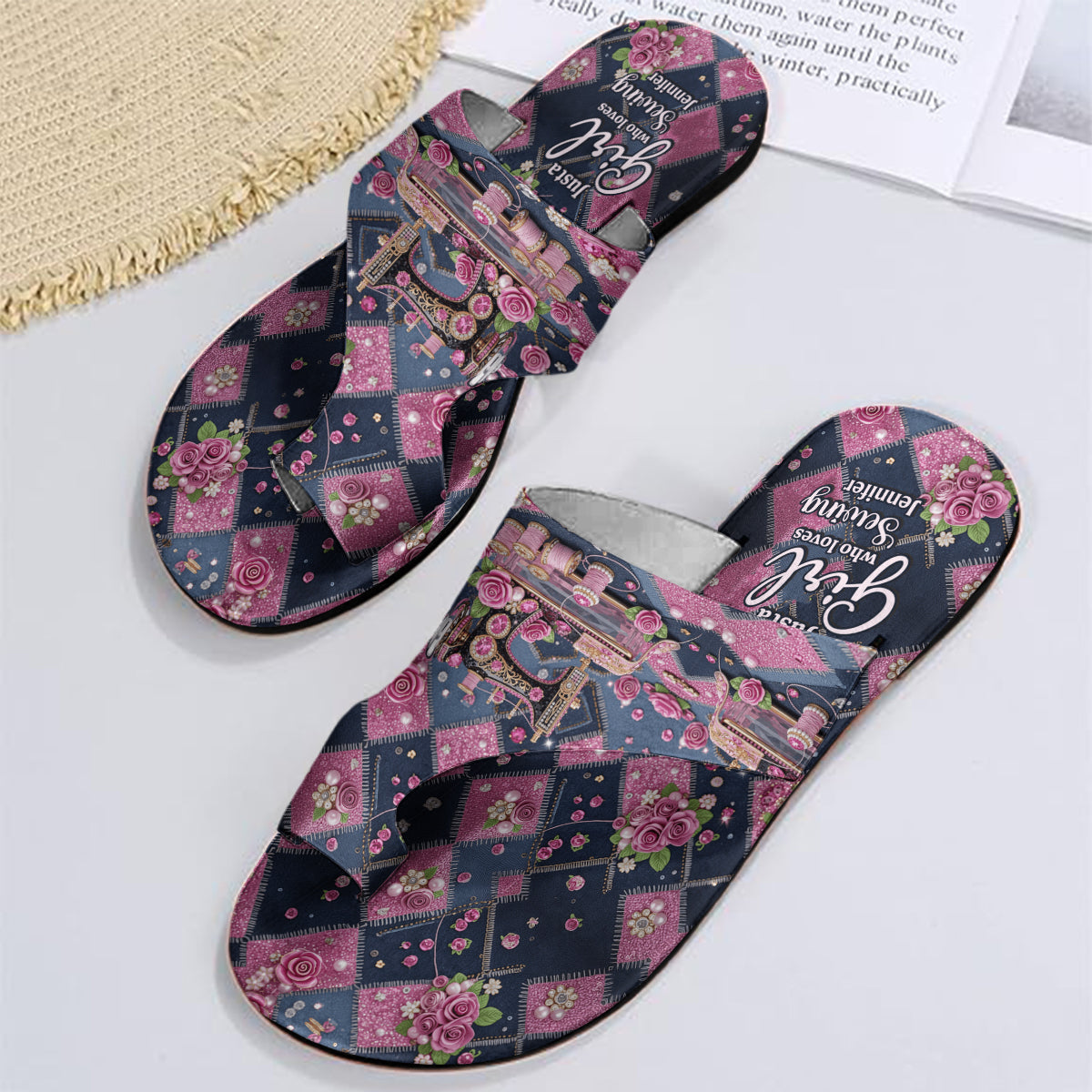 Juste une femme qui aime coudre - Sandales à bout ouvert personnalisées