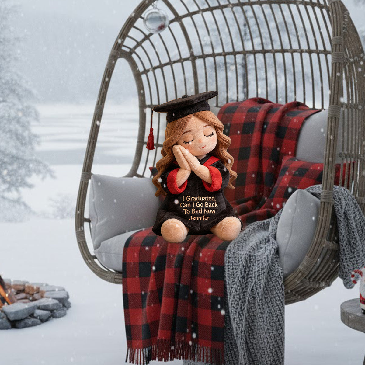 Puis-je aller au lit maintenant - Coussin en fausse fourrure personnalisé