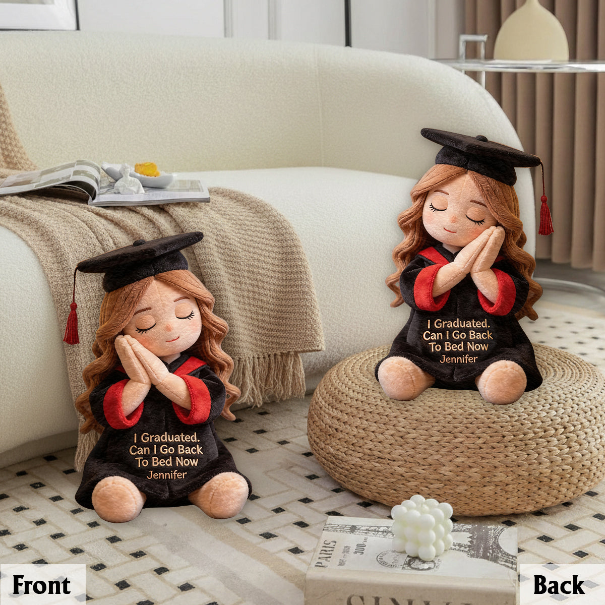 Puis-je aller au lit maintenant - Coussin en fausse fourrure personnalisé