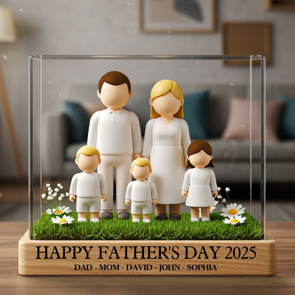 Bonne fête des pères 2025 - Plaque acrylique personnalisée en forme de famille