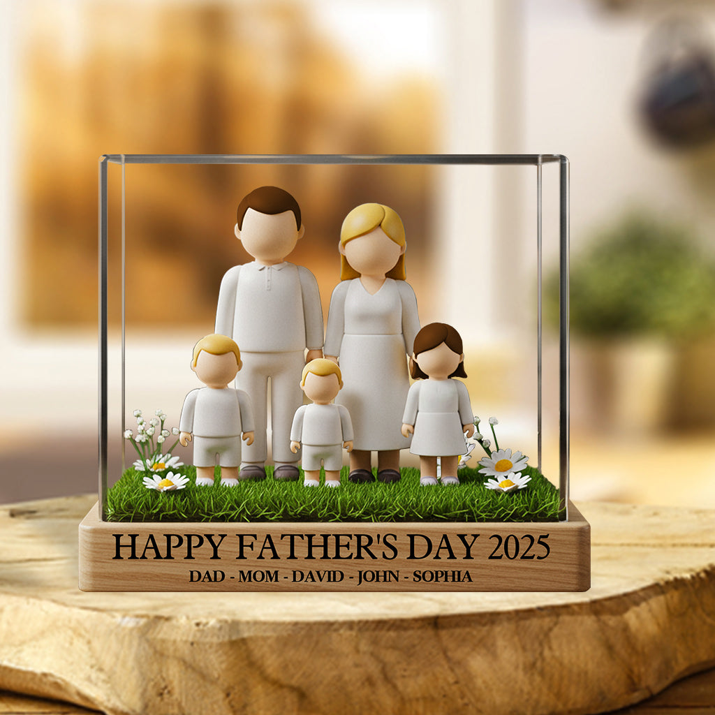 Bonne fête des pères 2025 - Plaque acrylique personnalisée en forme de famille