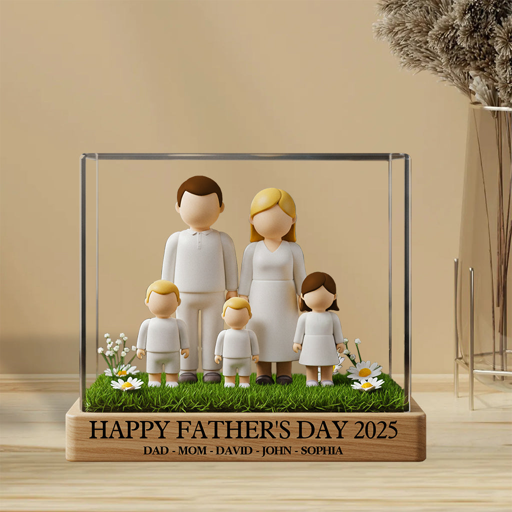 Bonne fête des pères 2025 - Plaque acrylique personnalisée en forme de famille