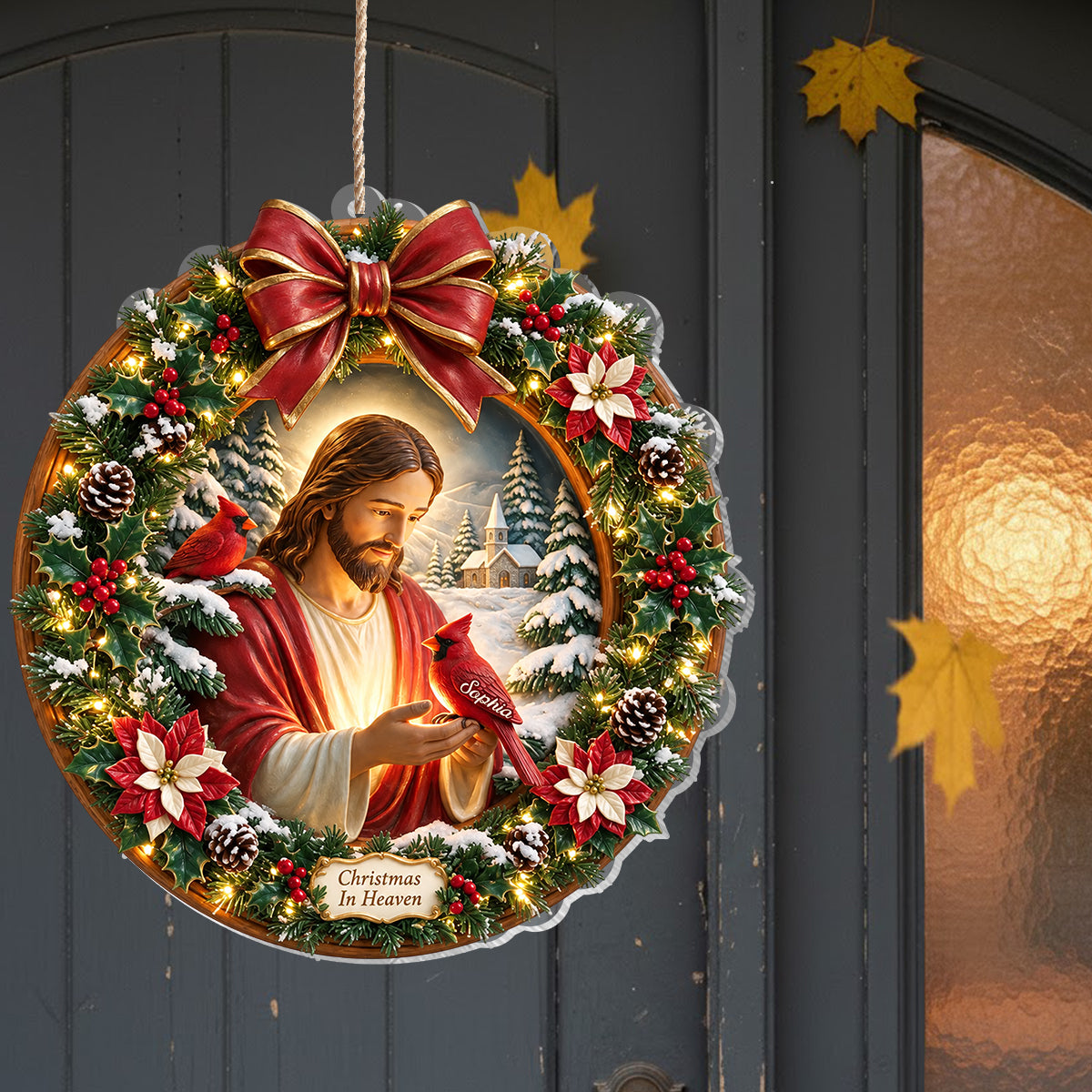 Christmas In Heaven - Personalized Memorial LED Light Acrylic Sign