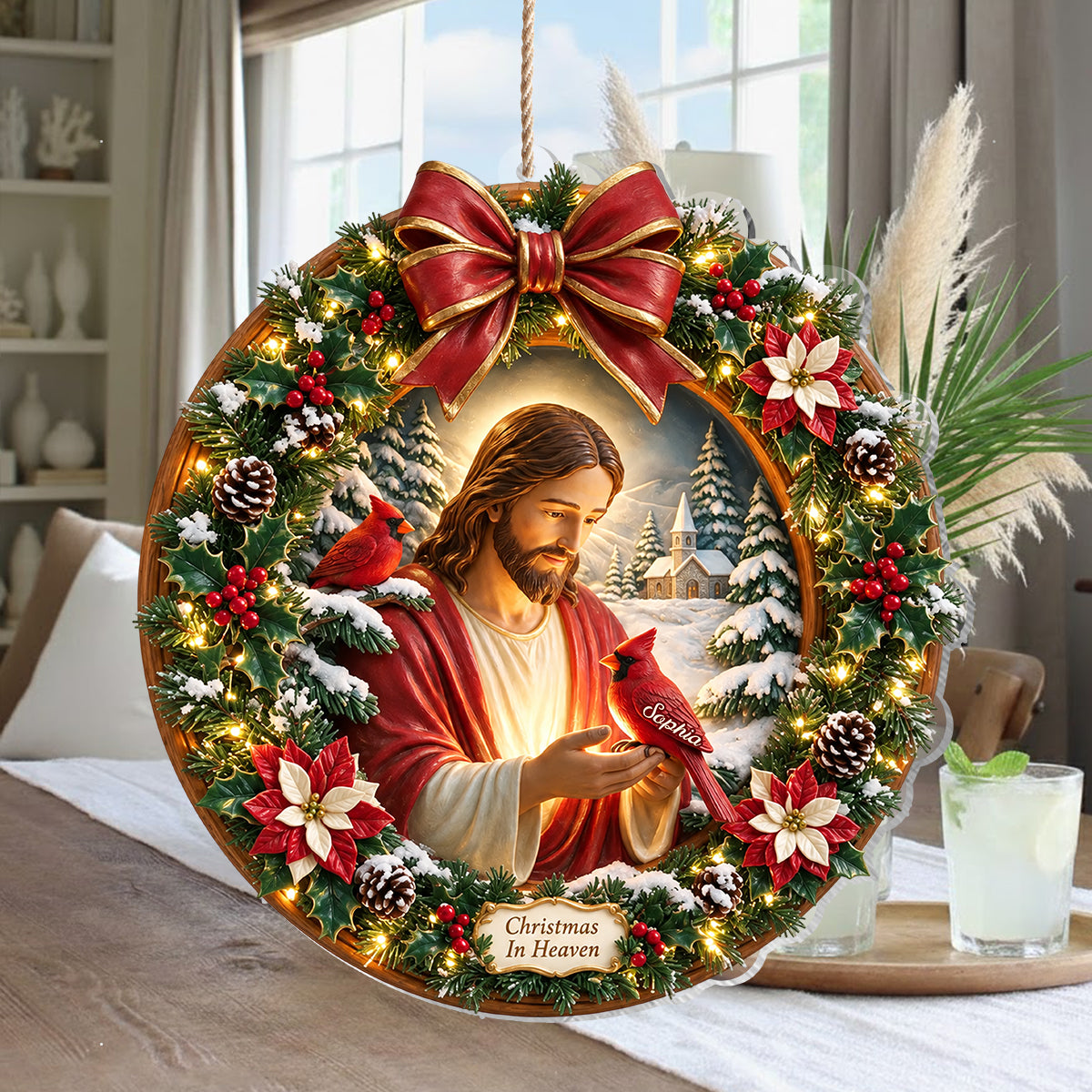 Christmas In Heaven - Personalized Memorial LED Light Acrylic Sign