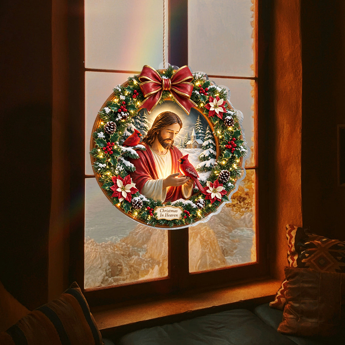 Christmas In Heaven - Personalized Memorial LED Light Acrylic Sign