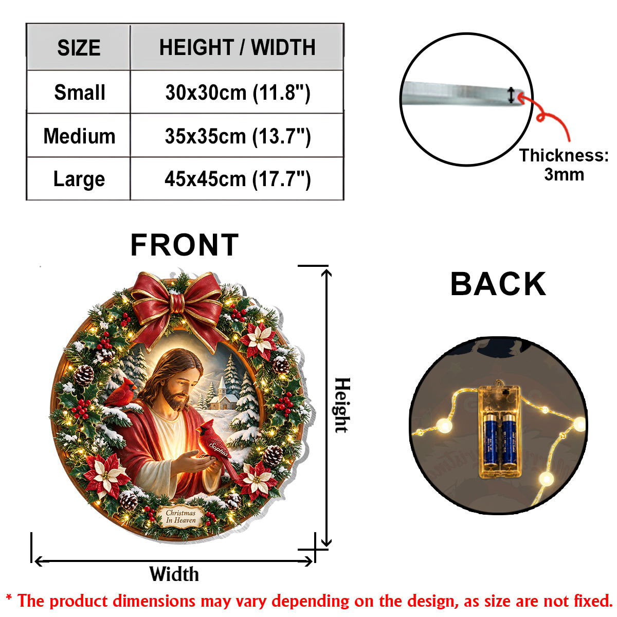 Christmas In Heaven - Personalized Memorial LED Light Acrylic Sign